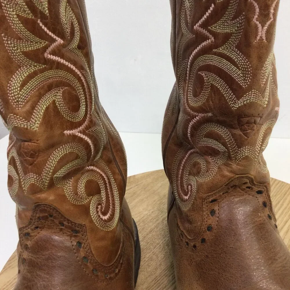Ariat Womens Heritage Boots Leather Western Stitch Mid Calf Brown Size 7B - Picture 14 of 14